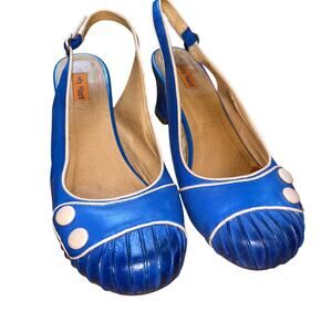 Miz Mooz Women's Emily Pump Cobalt Blue Leather Ankle Strap Sz 10